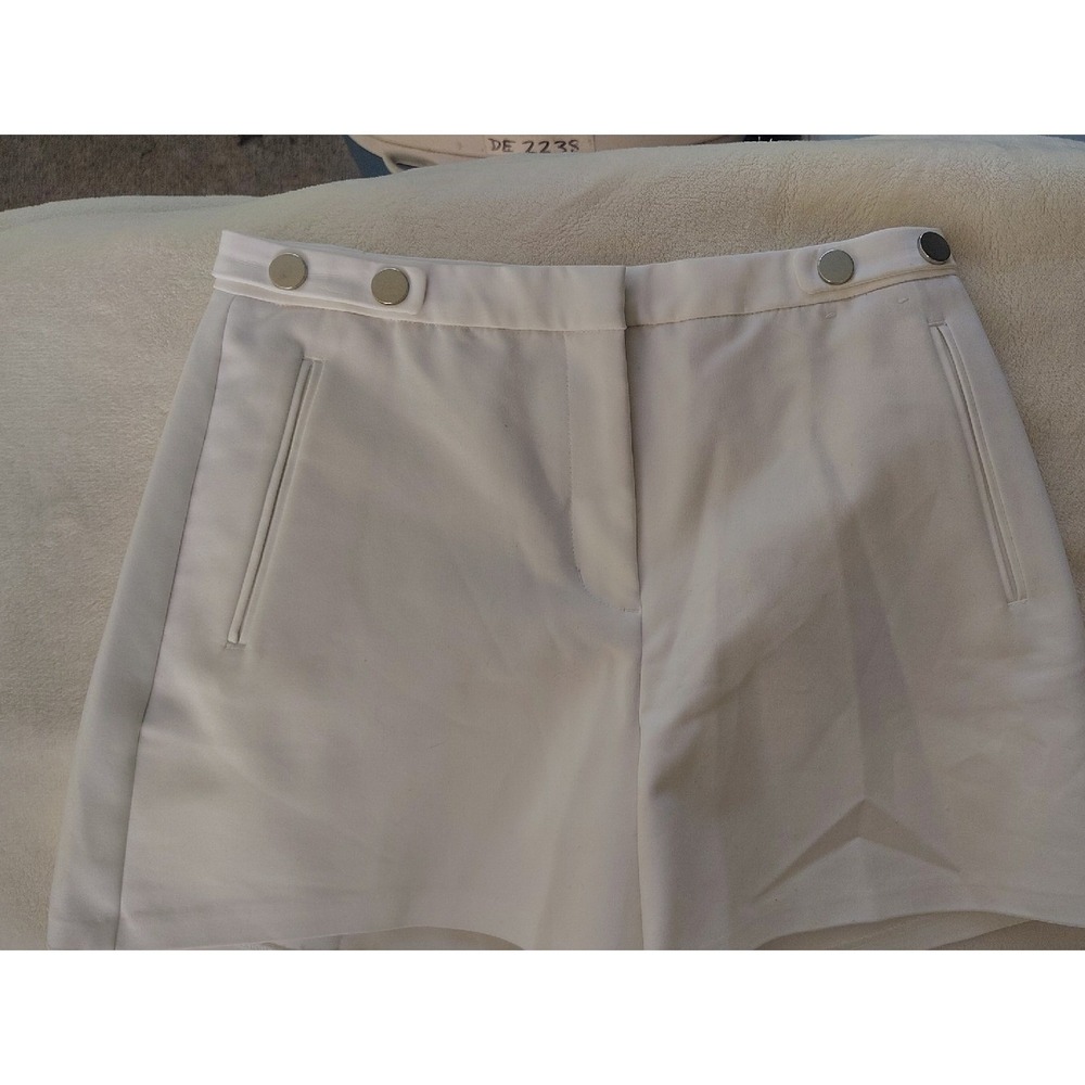 Crisp White High-Waist Shorts with Button Detail 813